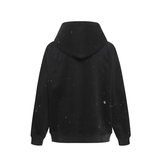 Spider web letter splashed ink hoodie