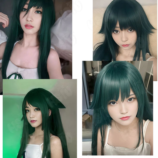 Saya Cosplay Wig 100cm Dark Green Long Hair Synthetic + Wig Cap