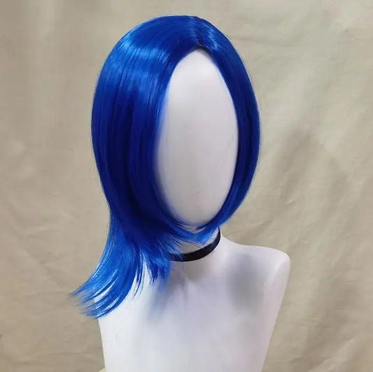 Sadness Blue Bob Wig with Black Glasses – Heat-Resistant Anime Cosplay Wig