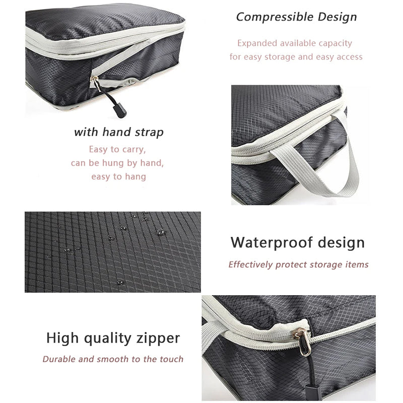 Travel Packing Cubes – Ultrathin Expandable Luggage Organizer Set