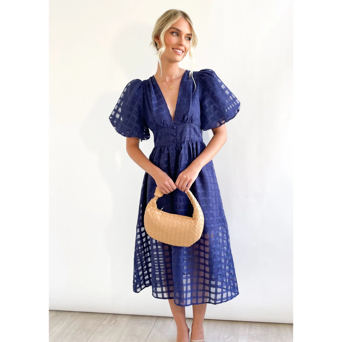 Fashionable Multi-color Lantern Sleeve Dress for Women - Casual and Party Wear