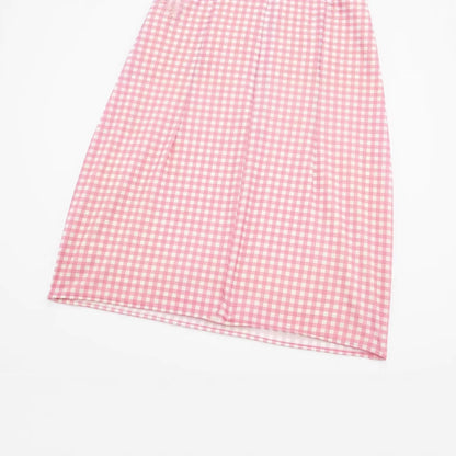 Round neck short sleeved pink short sleeved dress with short skirt for women