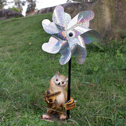 Owl Windmill Garden Decoration – Creative Resin Yard & Courtyard Ornament