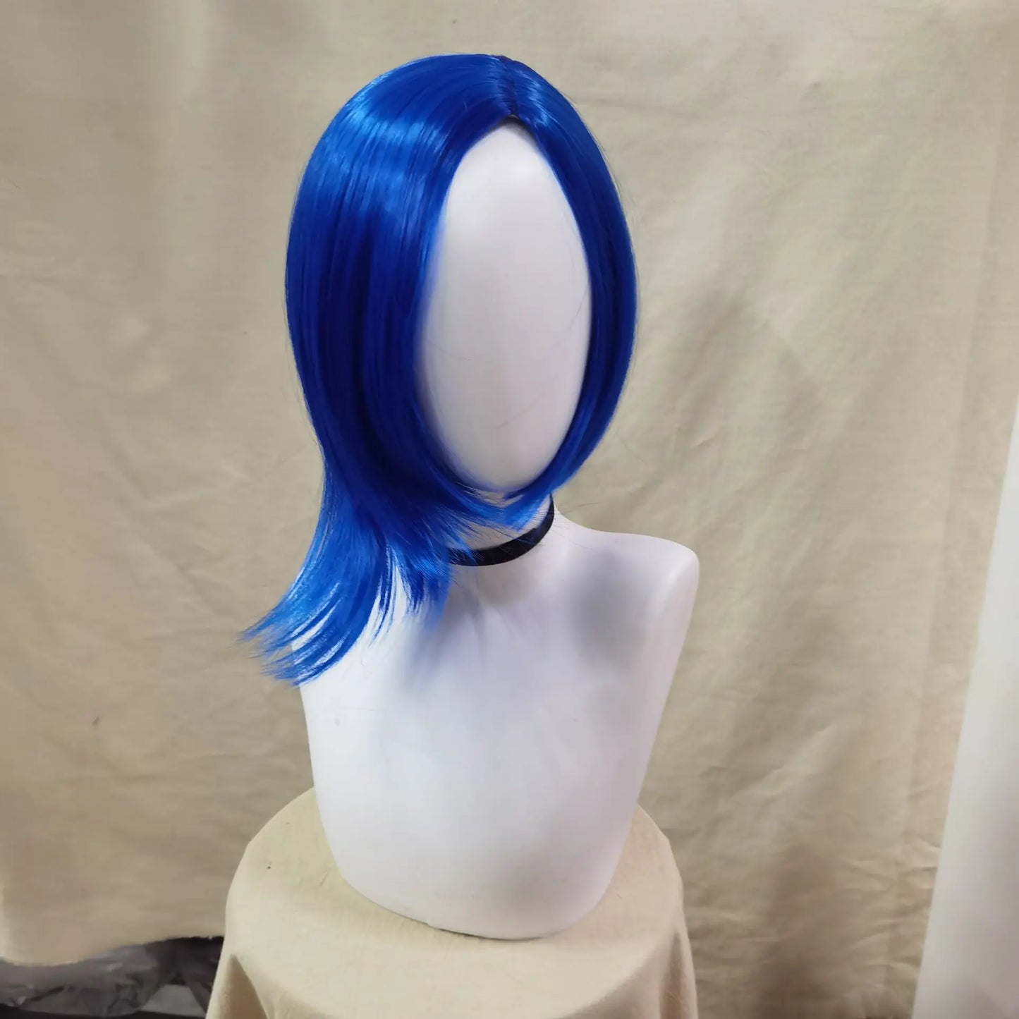 Sadness Blue Bob Wig with Black Glasses – Heat-Resistant Anime Cosplay Wig