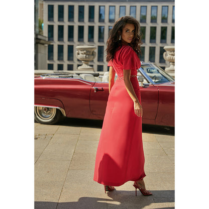 Sexy Slit Unique Design Dress INS Casual Fashion Short Sleeve Dress