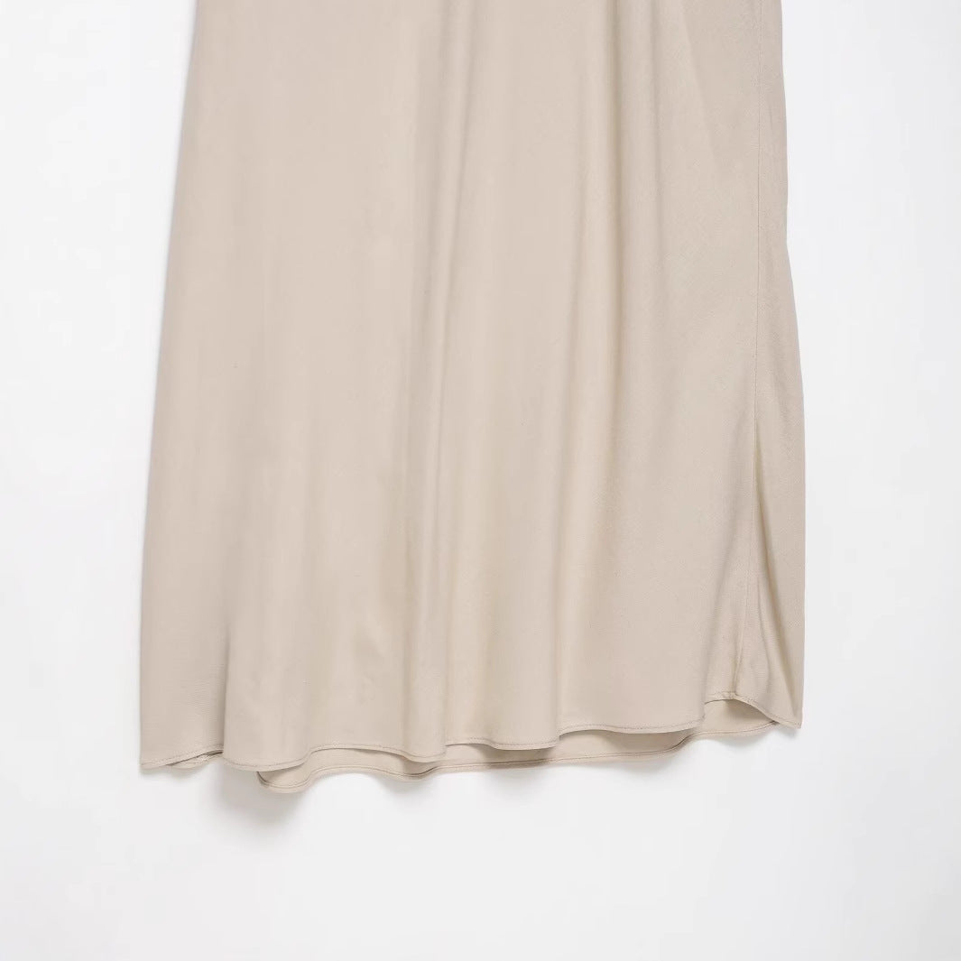 Swing collar camisole patchwork dress long skirt for women