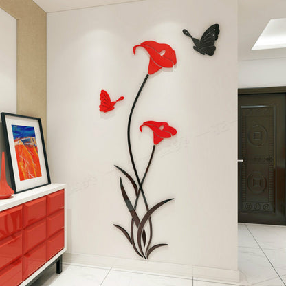 3D Lily Crystal Acrylic Wall Stickers for Living Room & Bedroom Decor