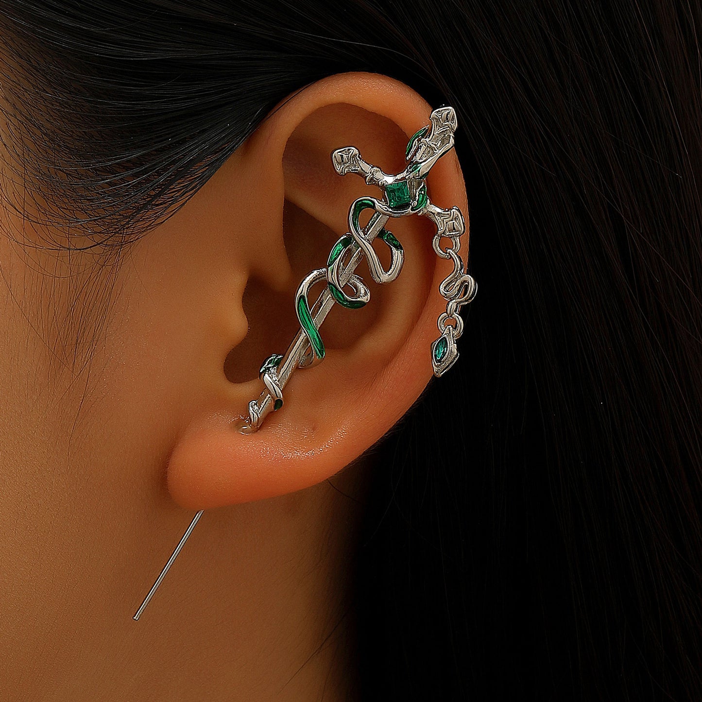 Snake-shaped earrings with a wraparound design