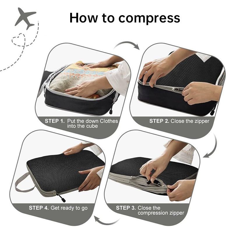 Travel Packing Cubes – Ultrathin Expandable Luggage Organizer Set