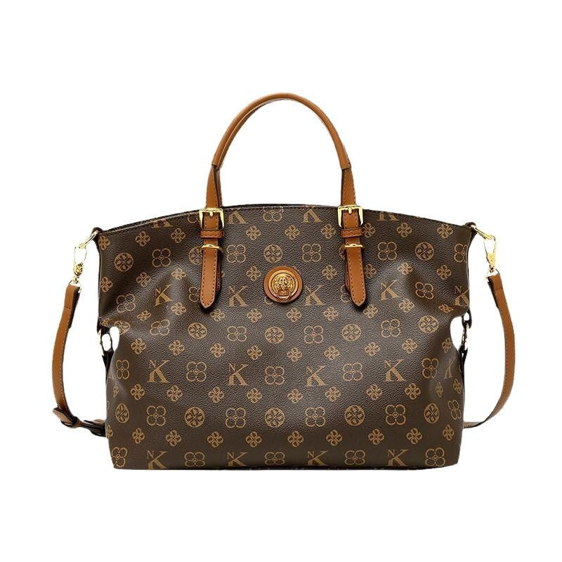 Large Capacity Genuine Leather Shoulder Bag – Handheld, Crossbody & Tote