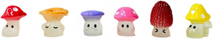 12PCS Glow-in-the-Dark Mini Mushroom Fairy Garden Set – Cute Luminous Resin Garden Decor