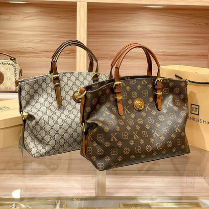 Large Capacity Genuine Leather Shoulder Bag – Handheld, Crossbody & Tote