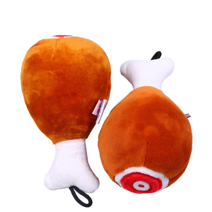 Big Chicken Leg Plush Dog Toy – Bite-Resistant Squeaky Pet Toy