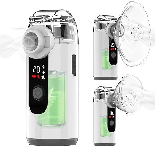 Portable Handheld Nebulizer Machine | Rechargeable Mesh Nebulizer with Self-Clean Mode (Home, Office & Travel)
