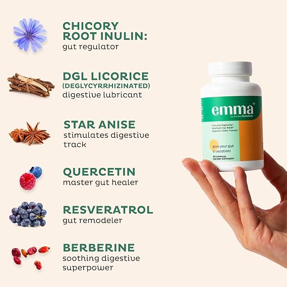 Emma Gut Health Supplement – Digestive & Gut Wellness Support, 60 Capsules