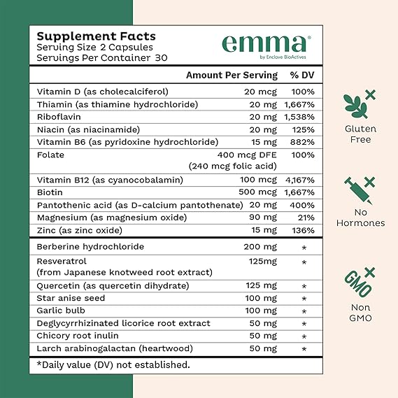 Emma Gut Health Supplement – Digestive & Gut Wellness Support, 60 Capsules