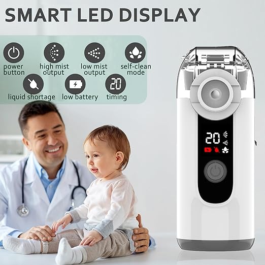 Portable Handheld Nebulizer Machine | Rechargeable Mesh Nebulizer with Self-Clean Mode (Home, Office & Travel)