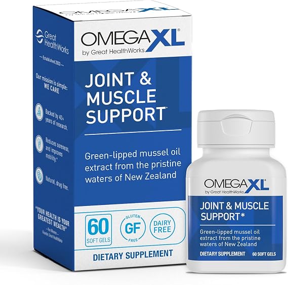 OMEGAXL Joint & Muscle Support – Green-Lipped Mussel Oil Extract, 60 Softgels