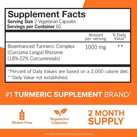 Qunol Extra Strength Turmeric Curcumin Complex 1000mg – 120 Vegetarian Capsules