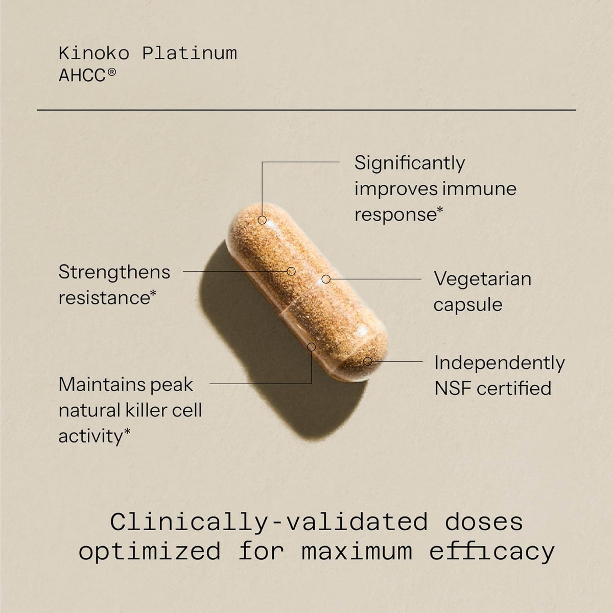 Quality of Life Kinoko Platinum AHCC – Immune Support Supplement, 60 Veggie Capsules