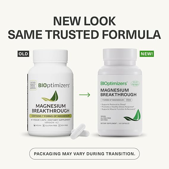 BiOptimizers Magnesium Breakthrough – 7 Forms of Magnesium, 500mg, 30 Vegan Capsules