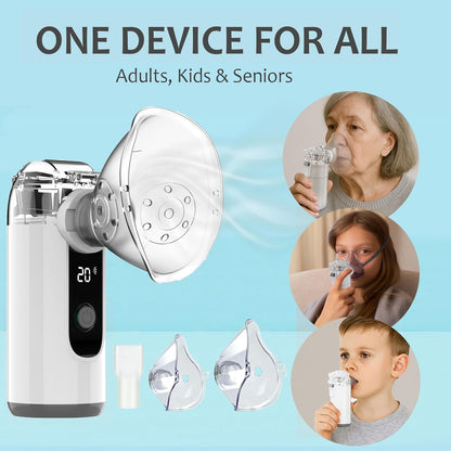 Portable Handheld Nebulizer Machine | Rechargeable Mesh Nebulizer with Self-Clean Mode (Home, Office & Travel)