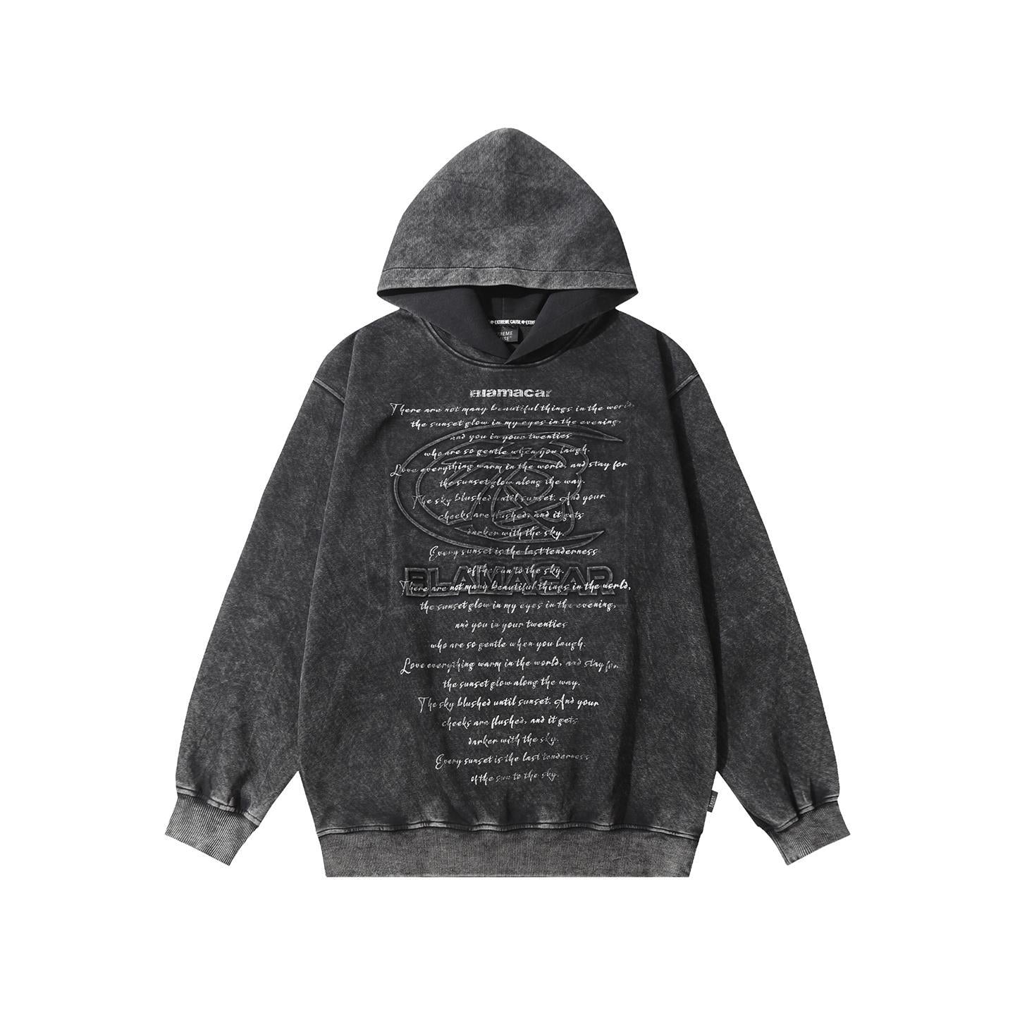 Make an old letter printed hooded sweatshirt