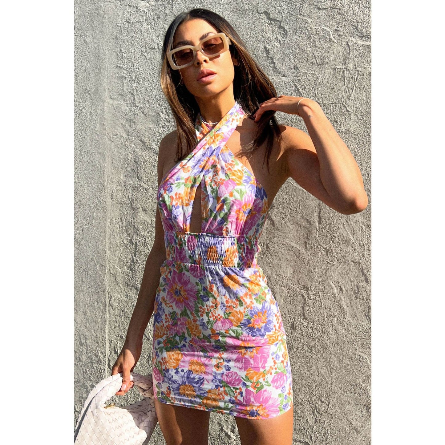 Sexy Off-the-Shoulder Floral Print Dress with Backless Design for Spring and Summer