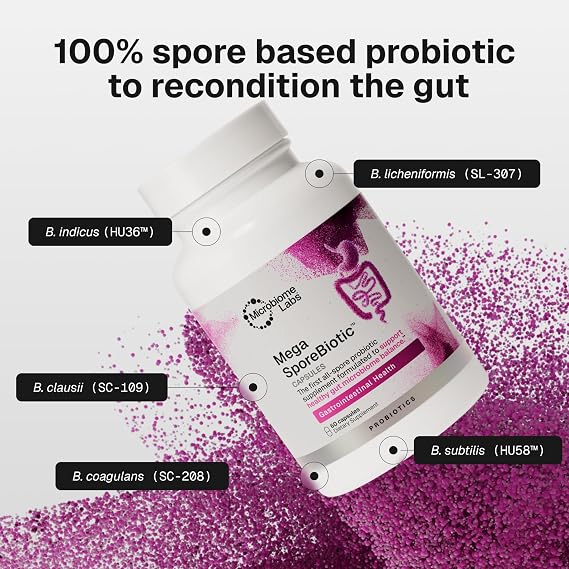 Microbiome Labs MegaSporeBiotic – Spore-Based Probiotic Supplement, 60 Capsules