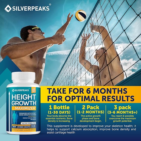 SilverPeaks Height Growth Maximizer – Bone Growth & Joint Support, 60 Capsules