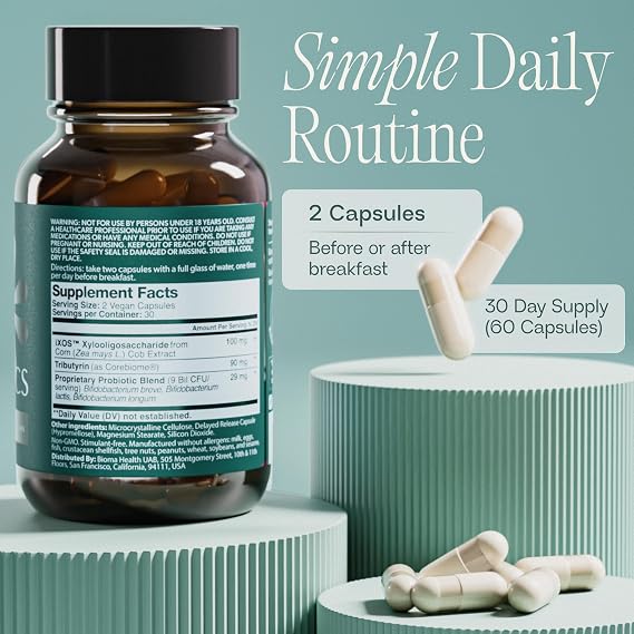Bioma Probiotics Digestive Support Supplement – 60 Vegan Capsules, 30-Day Supply