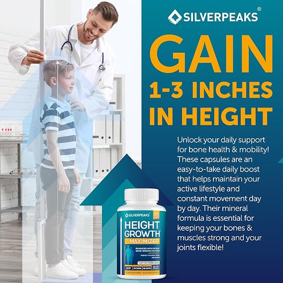 SilverPeaks Height Growth Maximizer – Bone Growth & Joint Support, 60 Capsules