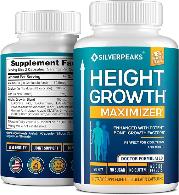 SilverPeaks Height Growth Maximizer – Bone Growth & Joint Support, 60 Capsules