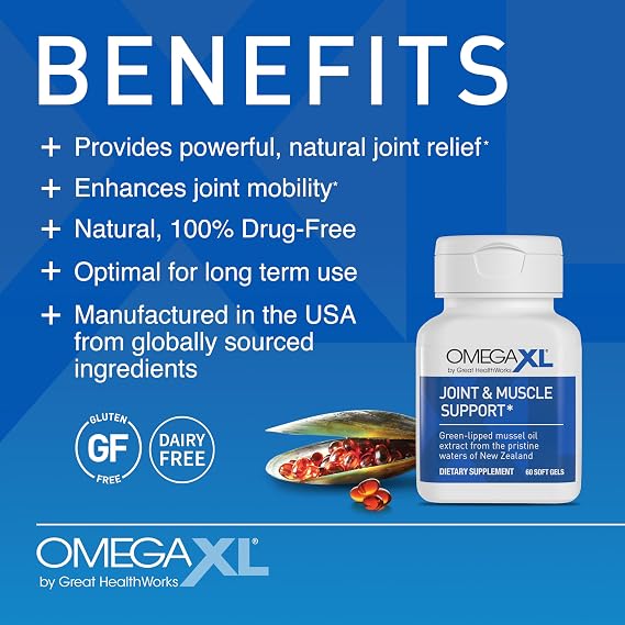 OMEGAXL Joint & Muscle Support – Green-Lipped Mussel Oil Extract, 60 Softgels