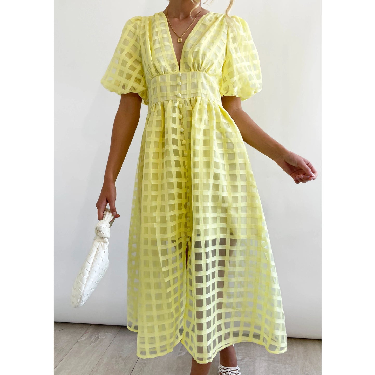 Fashionable Multi-color Lantern Sleeve Dress for Women - Casual and Party Wear