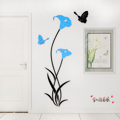3D Lily Crystal Acrylic Wall Stickers for Living Room & Bedroom Decor