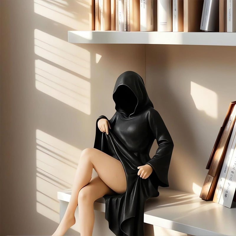 Halloween Female Sitting Statue Desktop Ornament for Bedroom & Living Room Decor
