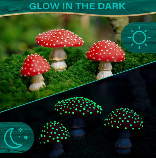 Luminous Resin Mushroom Garden Ornament – Glow Decor for Plants & Outdoor Garden