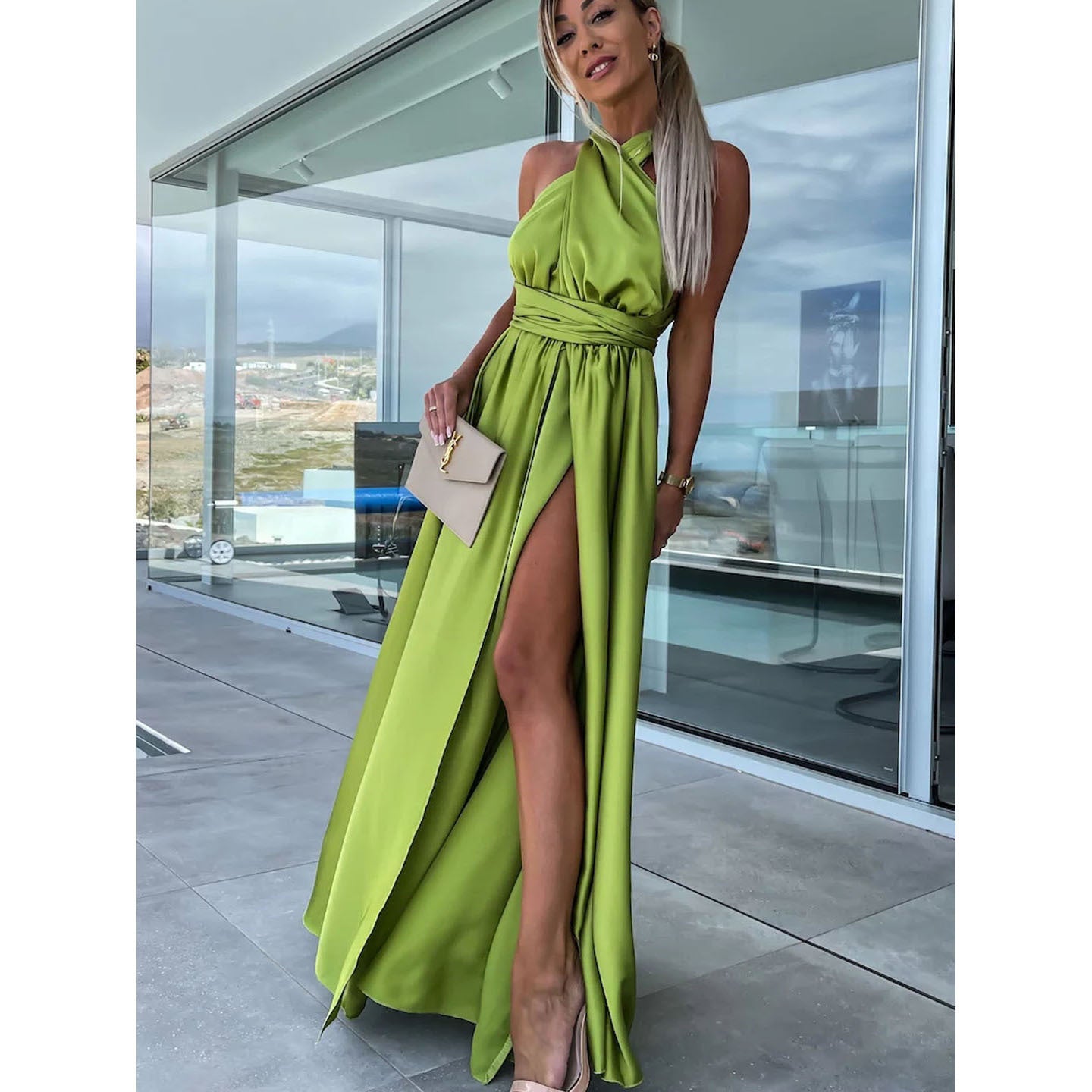 Sexy Adjustable Strap Dress with Slit - Loose and Casual Design for Spring and Summer