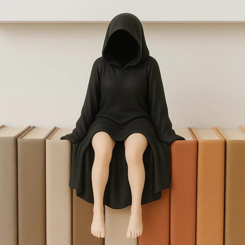 Halloween Female Sitting Statue Desktop Ornament for Bedroom & Living Room Decor