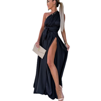 Sexy Adjustable Strap Dress with Slit - Loose and Casual Design for Spring and Summer