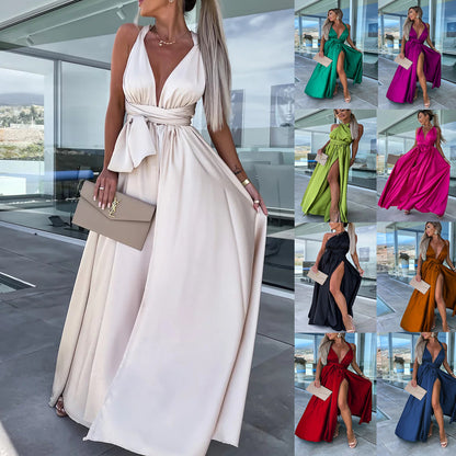 Sexy Adjustable Strap Dress with Slit - Loose and Casual Design for Spring and Summer