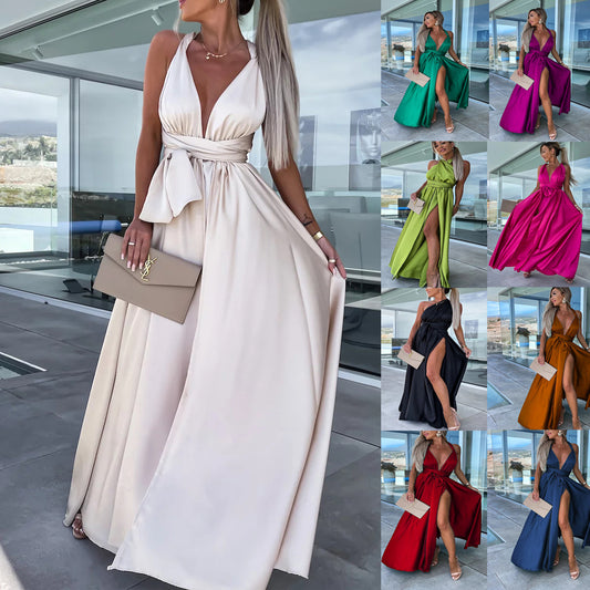 Sexy Adjustable Strap Dress with Slit - Loose and Casual Design for Spring and Summer