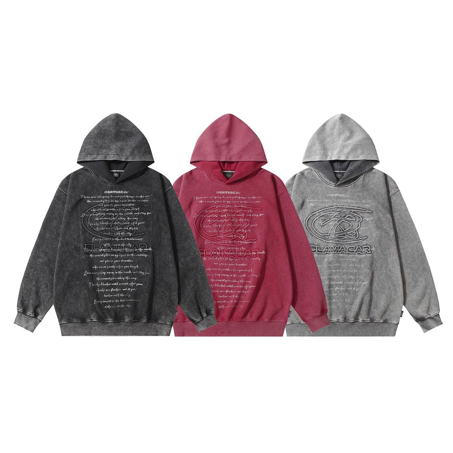 Make an old letter printed hooded sweatshirt