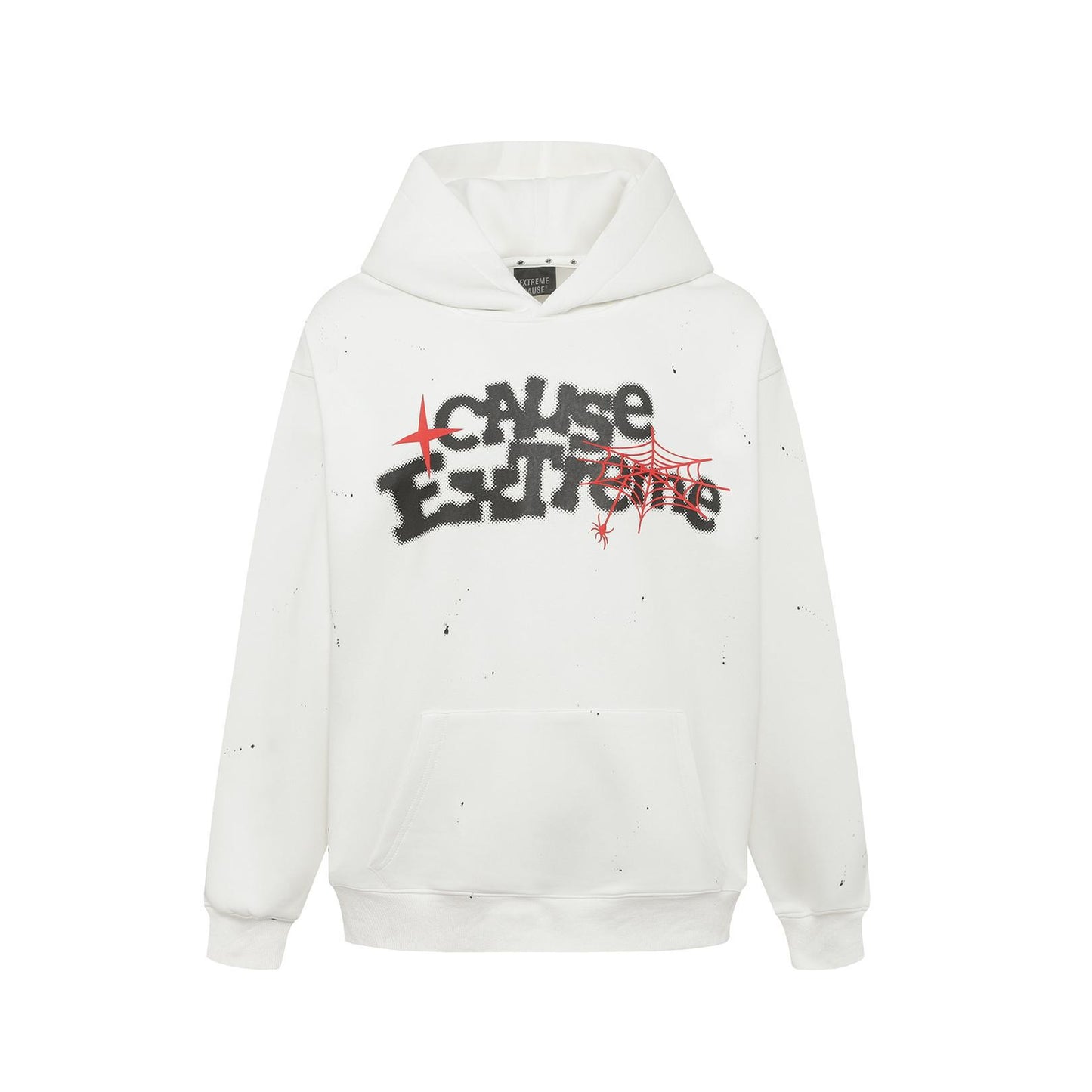 Spider web letter splashed ink hoodie