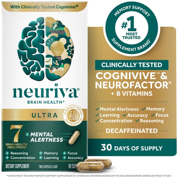 Neuriva Ultra Brain Health Supplement – Cognitive & Mental Performance Support, 70 Capsules